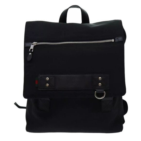 GUCCI Web Sherry Line Backpack Nylon Black Green Red - Picture 1 of 16